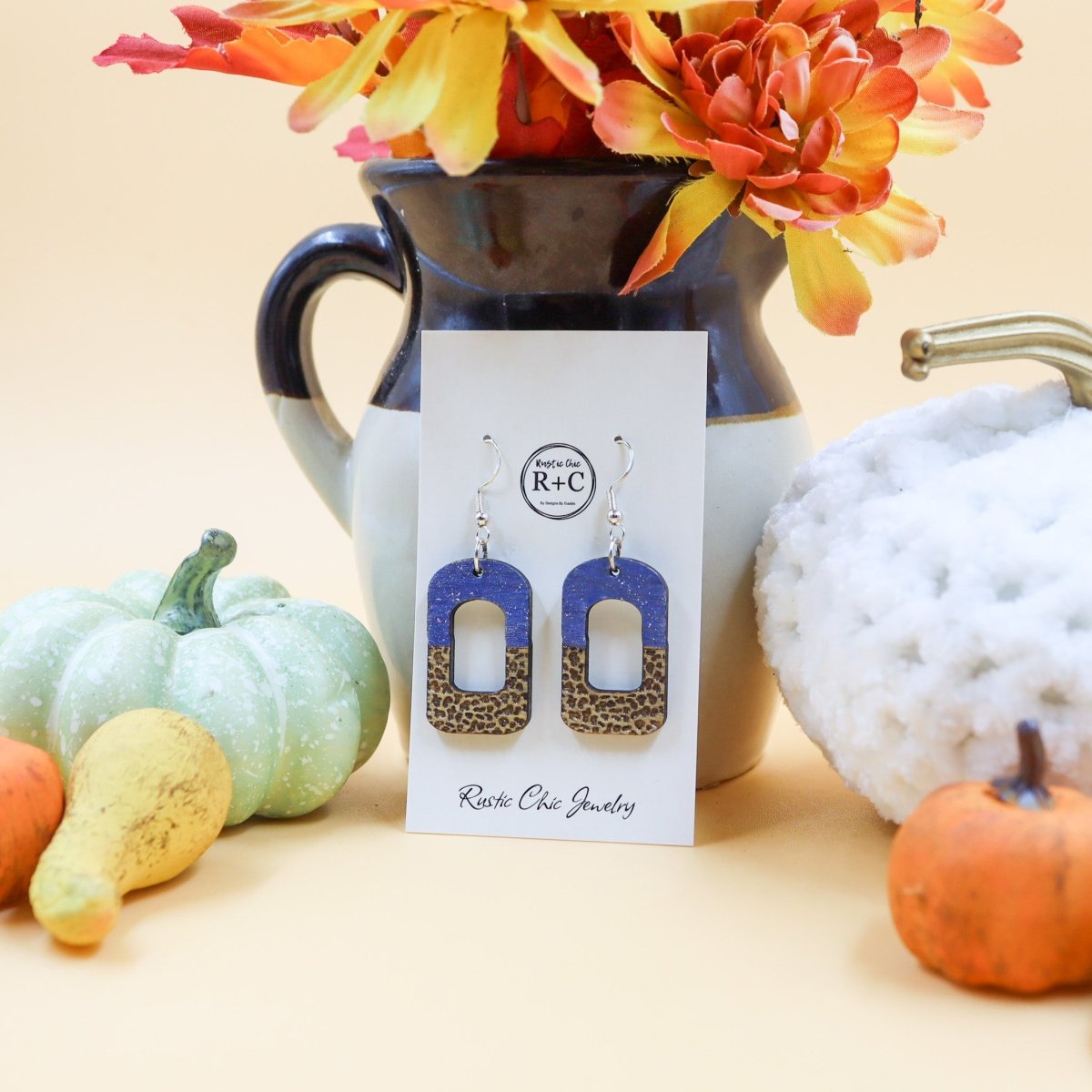 Rustic Chic by Designs By GaddisCow Print Open Bar Drop Earrings