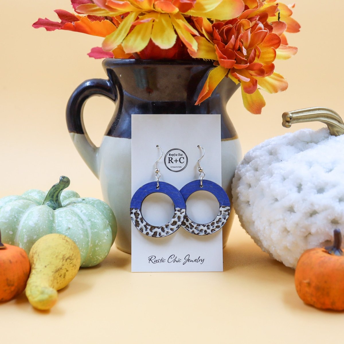 Rustic Chic by Designs By GaddisCow Print Open Circle Drop Earrings