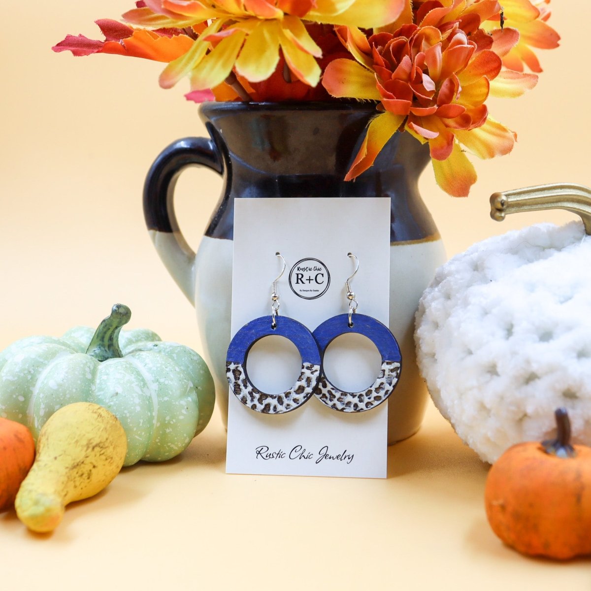 Rustic Chic by Designs By GaddisCow Print Open Circle Drop Earrings