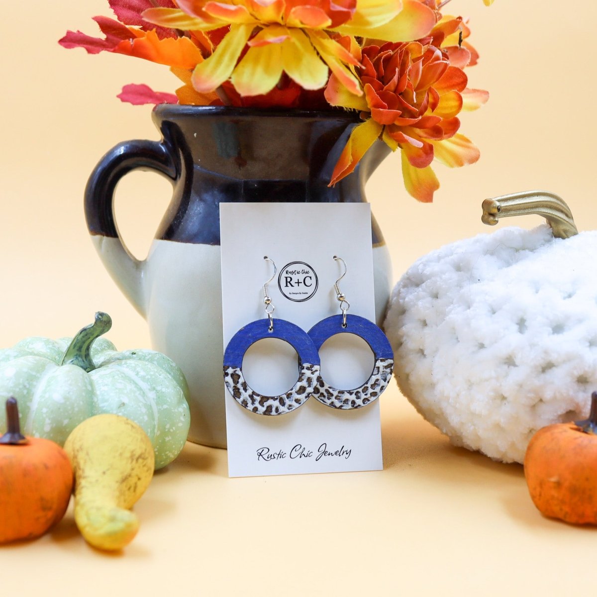 Rustic Chic by Designs By GaddisCow Print Open Circle Drop Earrings