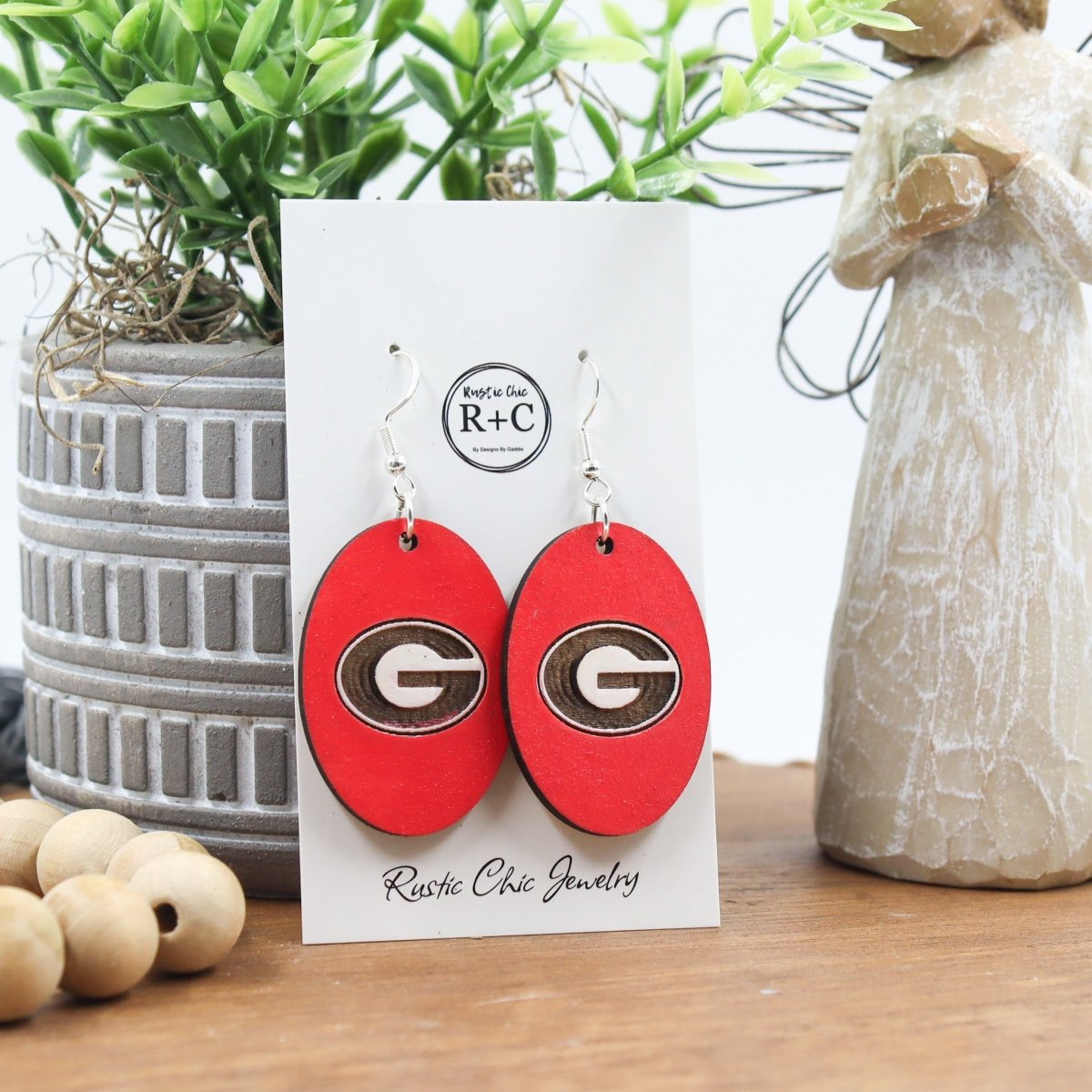 Rustic Chic by Designs By GaddisGeorgia Bulldogs Oval Drop Earrings