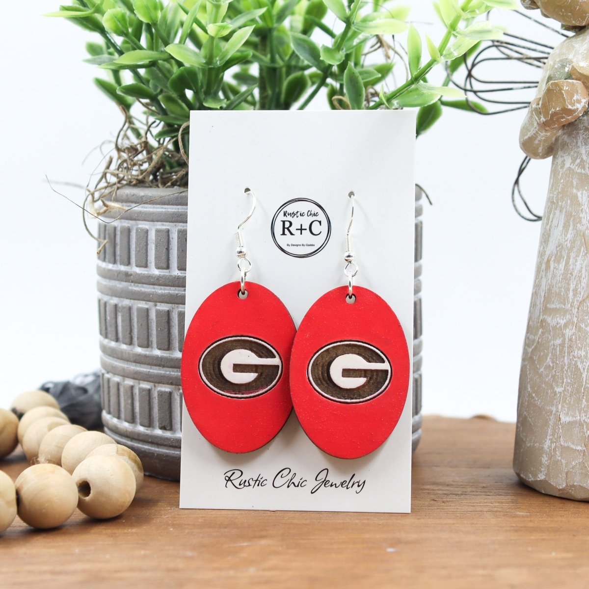 Rustic Chic by Designs By GaddisGeorgia Bulldogs Oval Drop Earrings