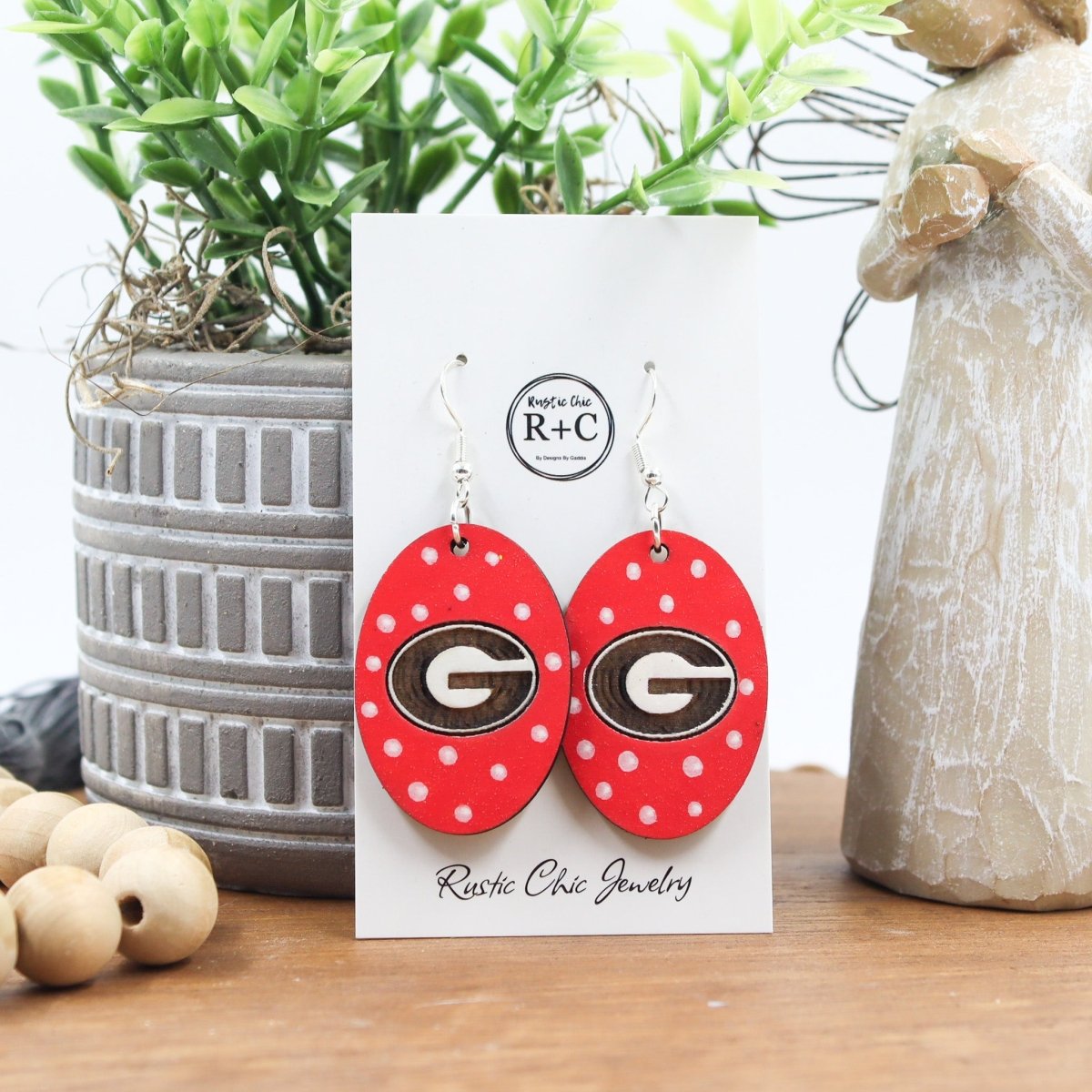 Rustic Chic by Designs By GaddisGeorgia Bulldogs Oval Drop Earrings