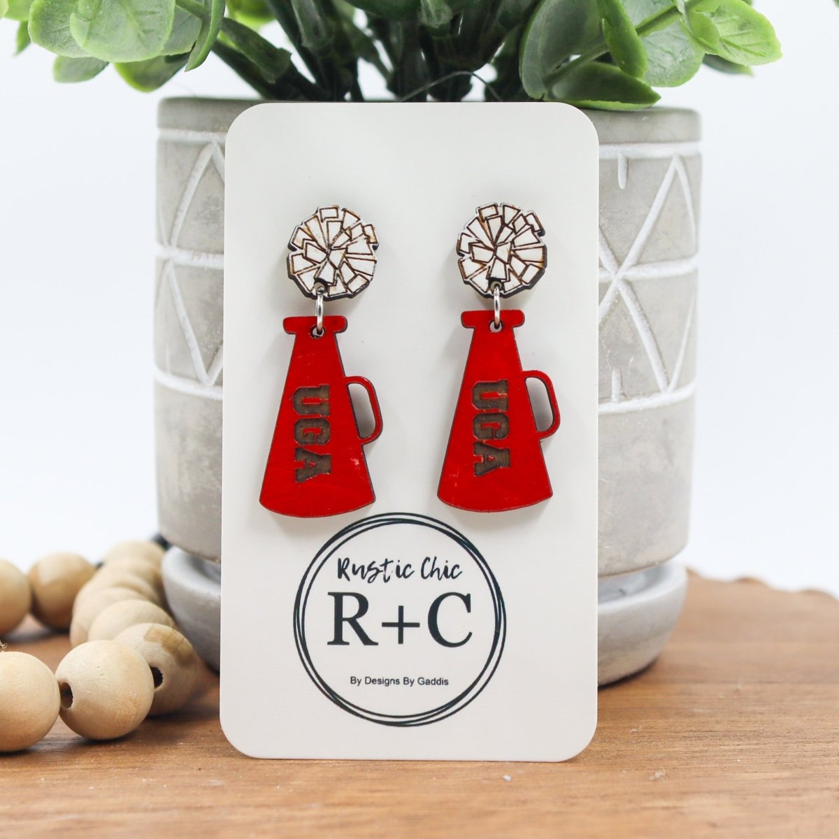 Rustic Chic by Designs By GaddisMegaphone Drop Earrings with Pompom