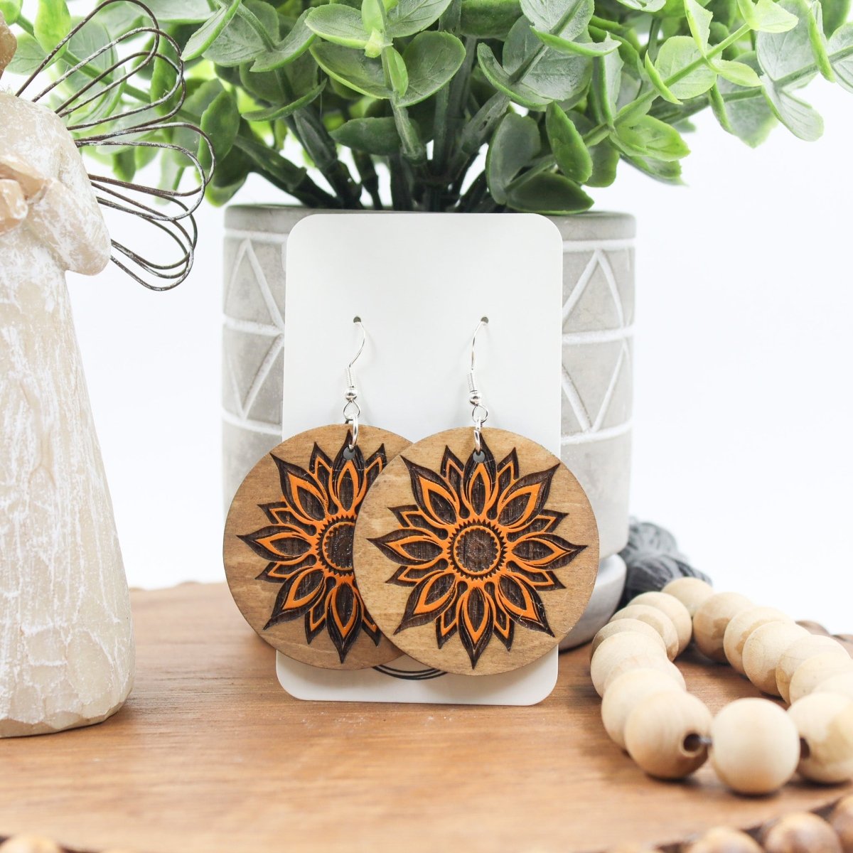 Rustic Chic by Designs By GaddisOrange Floral Mandala Dangle Earrings