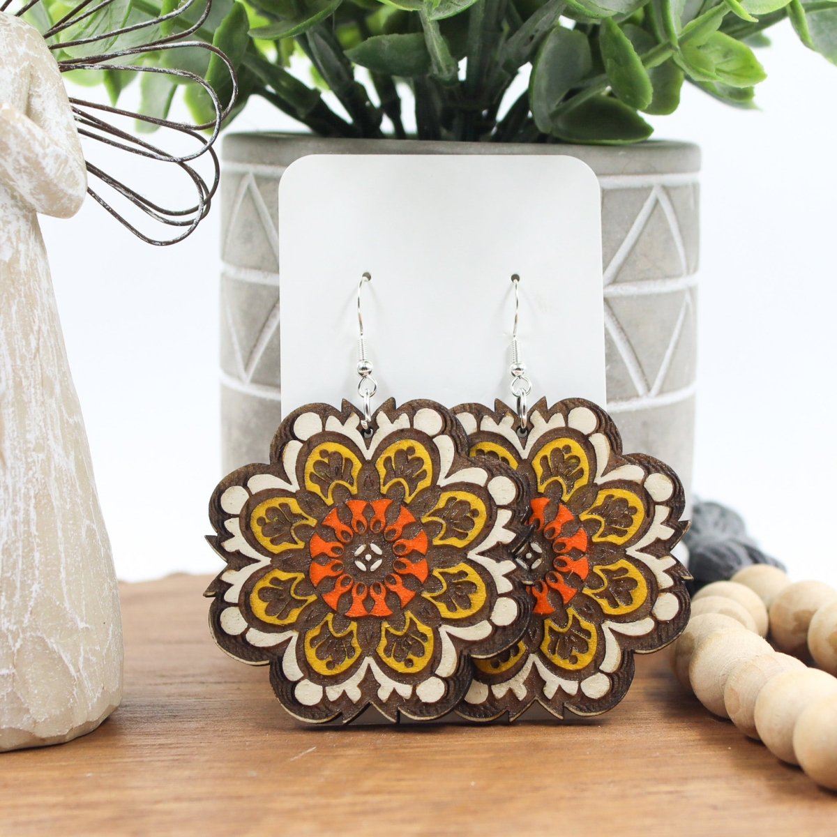 Rustic Chic by Designs By GaddisOversized Floral Mandala Dangle Earrings