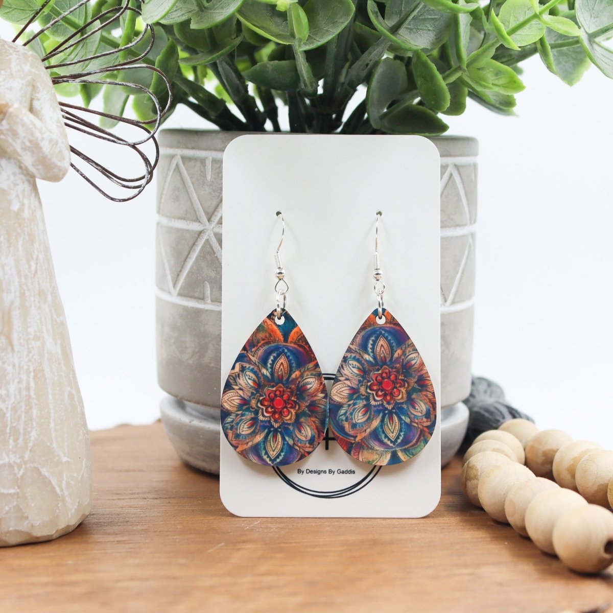 Rustic Chic by Designs By GaddisWatercolor Mandala Drop Earrings