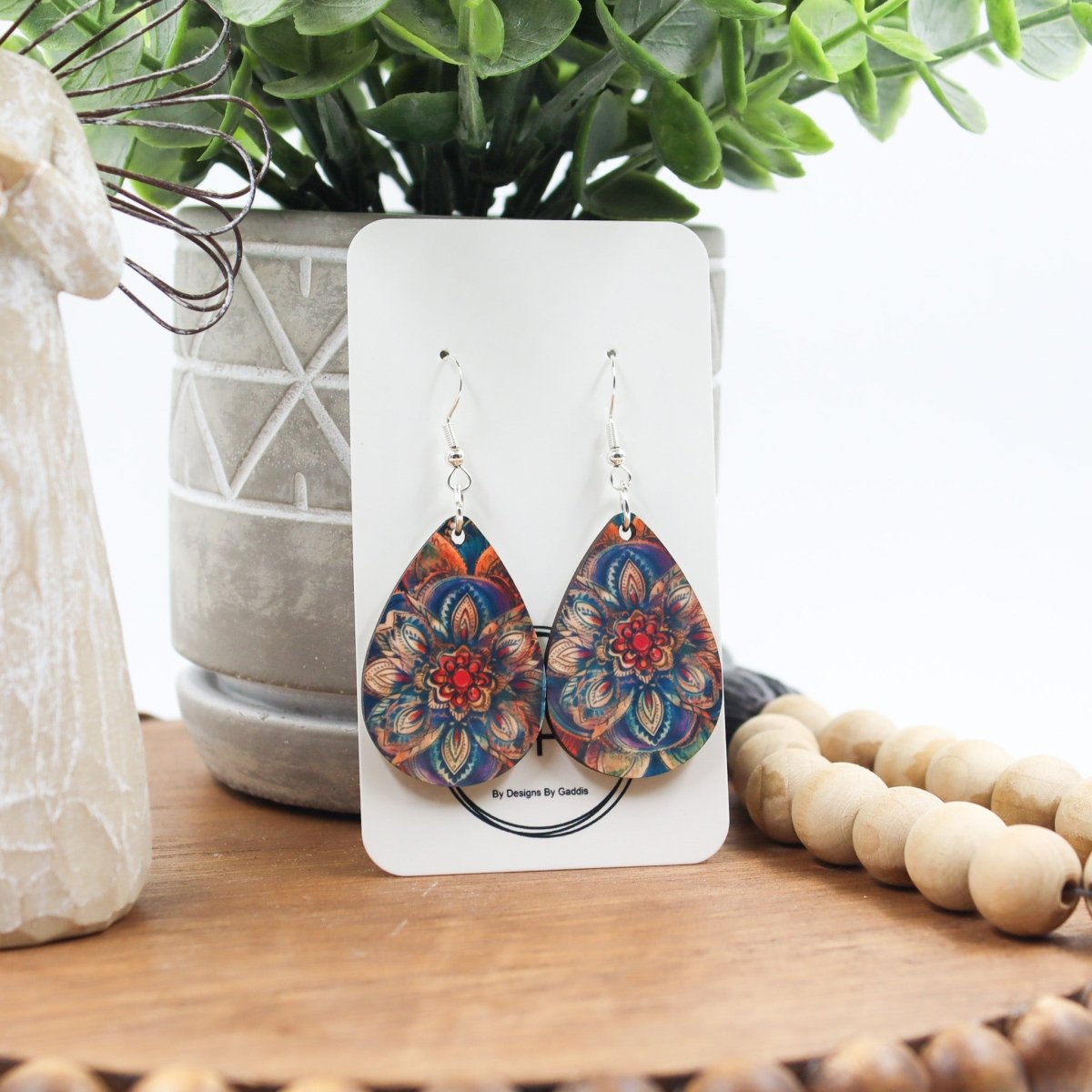 Rustic Chic by Designs By GaddisWatercolor Mandala Drop Earrings