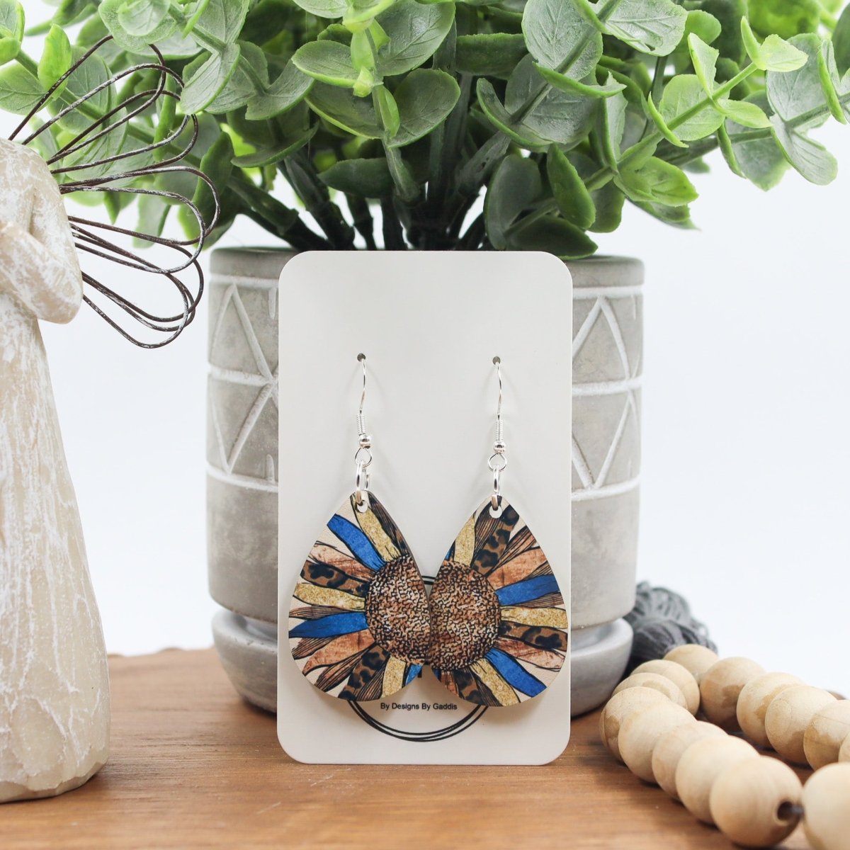 Rustic Chic by Designs By GaddisMulticolor Sunflower Teardrop Earrings