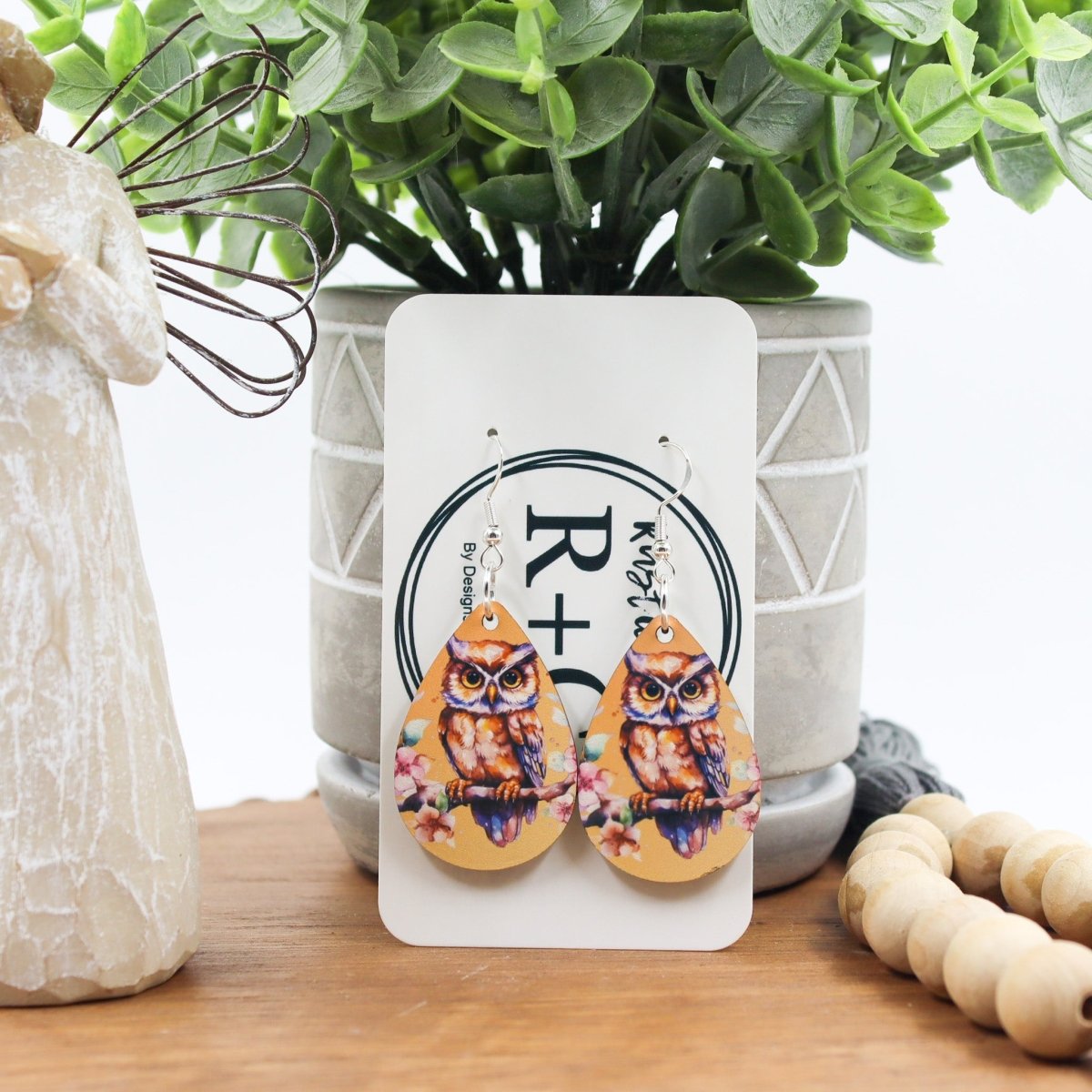 Rustic Chic by Designs By GaddisWise Owl Drop Earrings