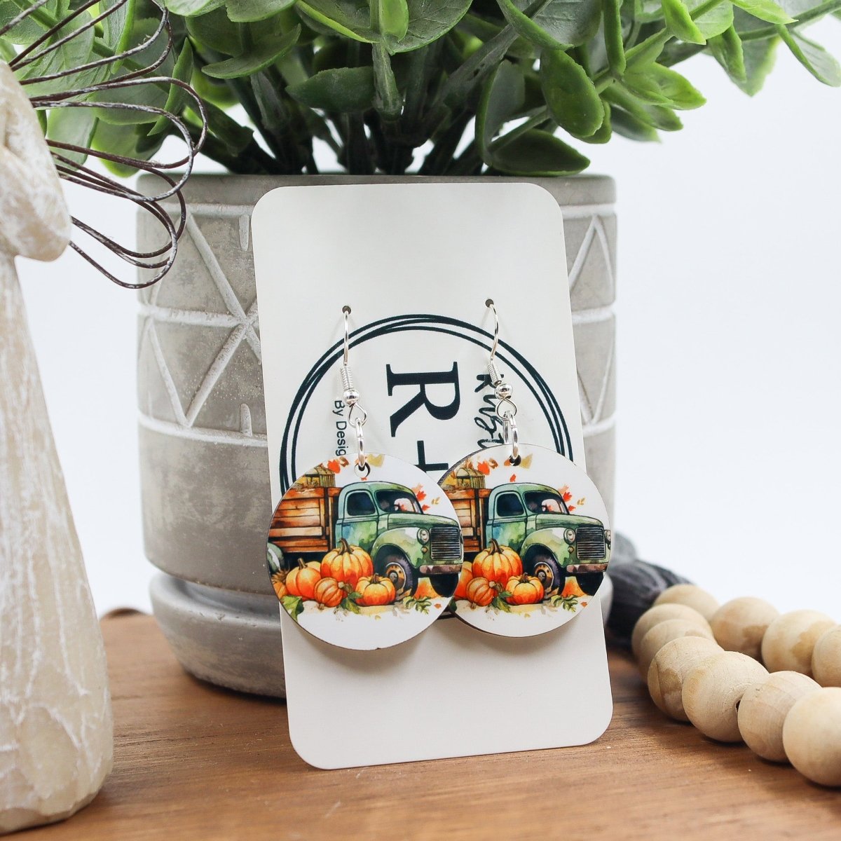 Rustic Chic by Designs By GaddisFall Farm Truck Round Drop Earrings