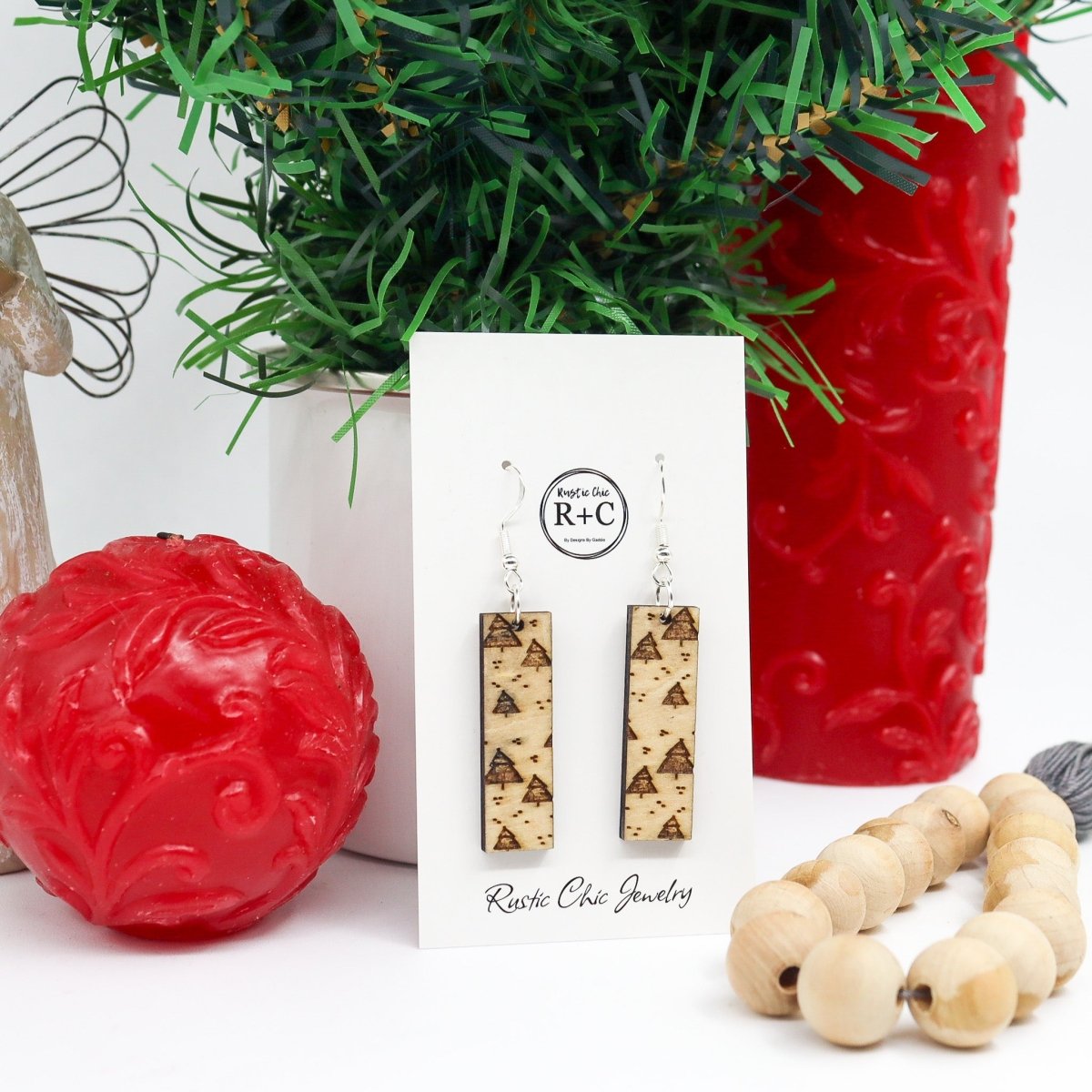 Rustic Chic by Designs By GaddisChristmas Tree Bar Drop Earrings