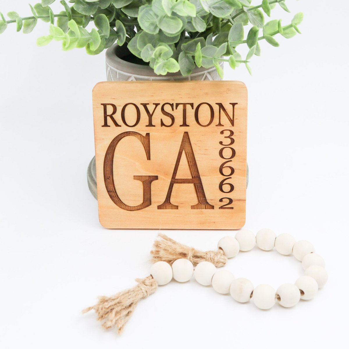 Rustic Chic by Designs By GaddisPersonalized Hometown Wood Coaster