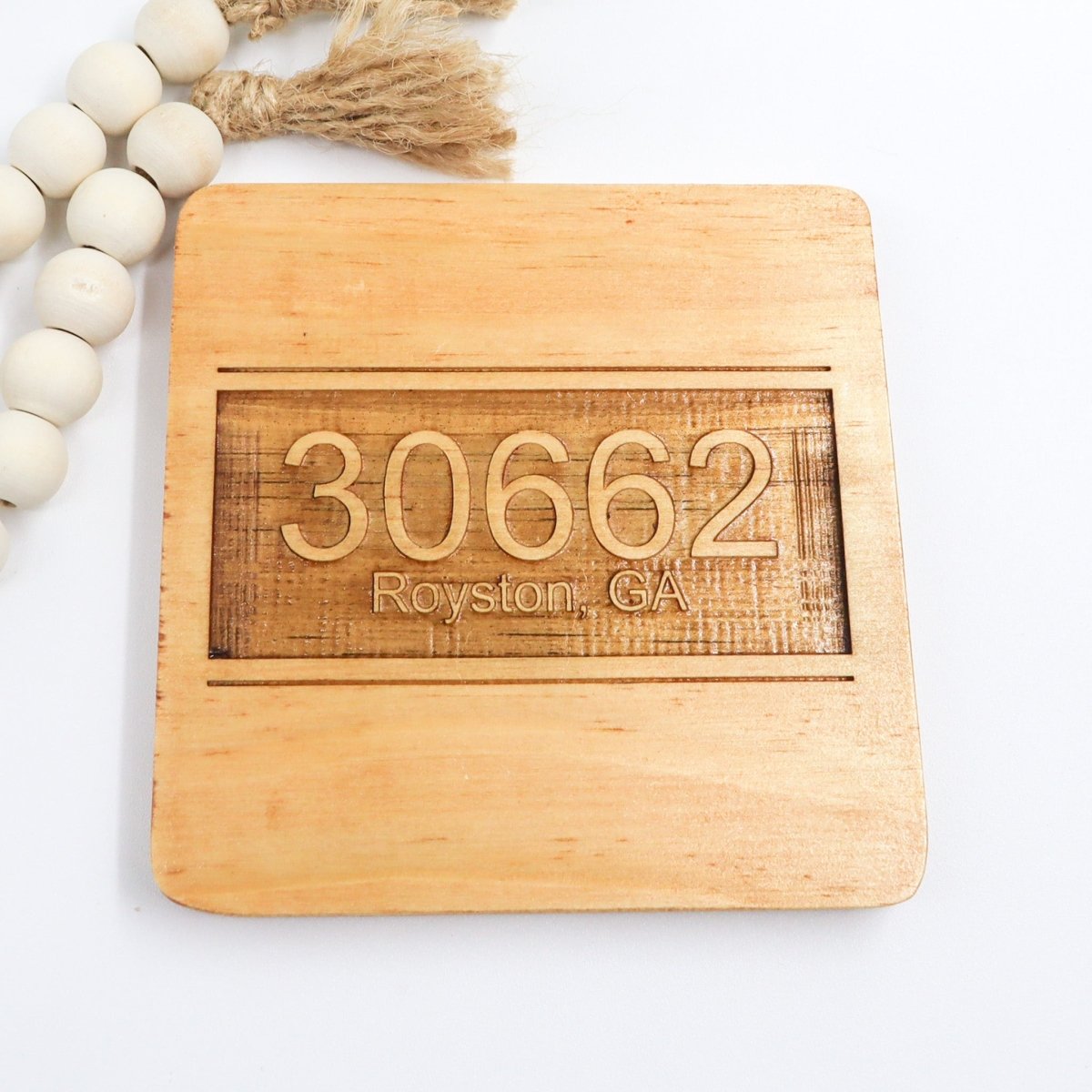 Rustic Chic by Designs By GaddisPersonalized Hometown Wood Coaster