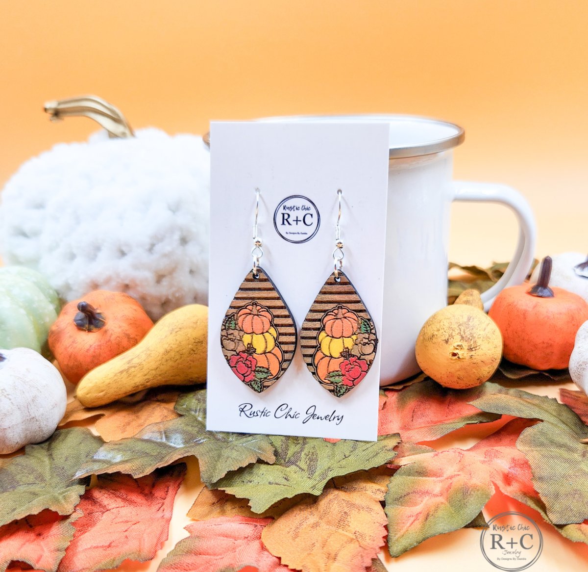 Rustic Chic by Designs By GaddisStripped Pumpkin Teardrop Earrings