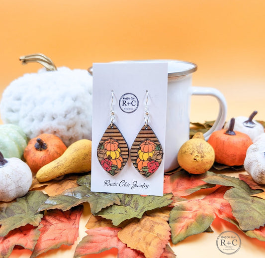 Rustic Chic by Designs By GaddisStripped Pumpkin Teardrop Earrings