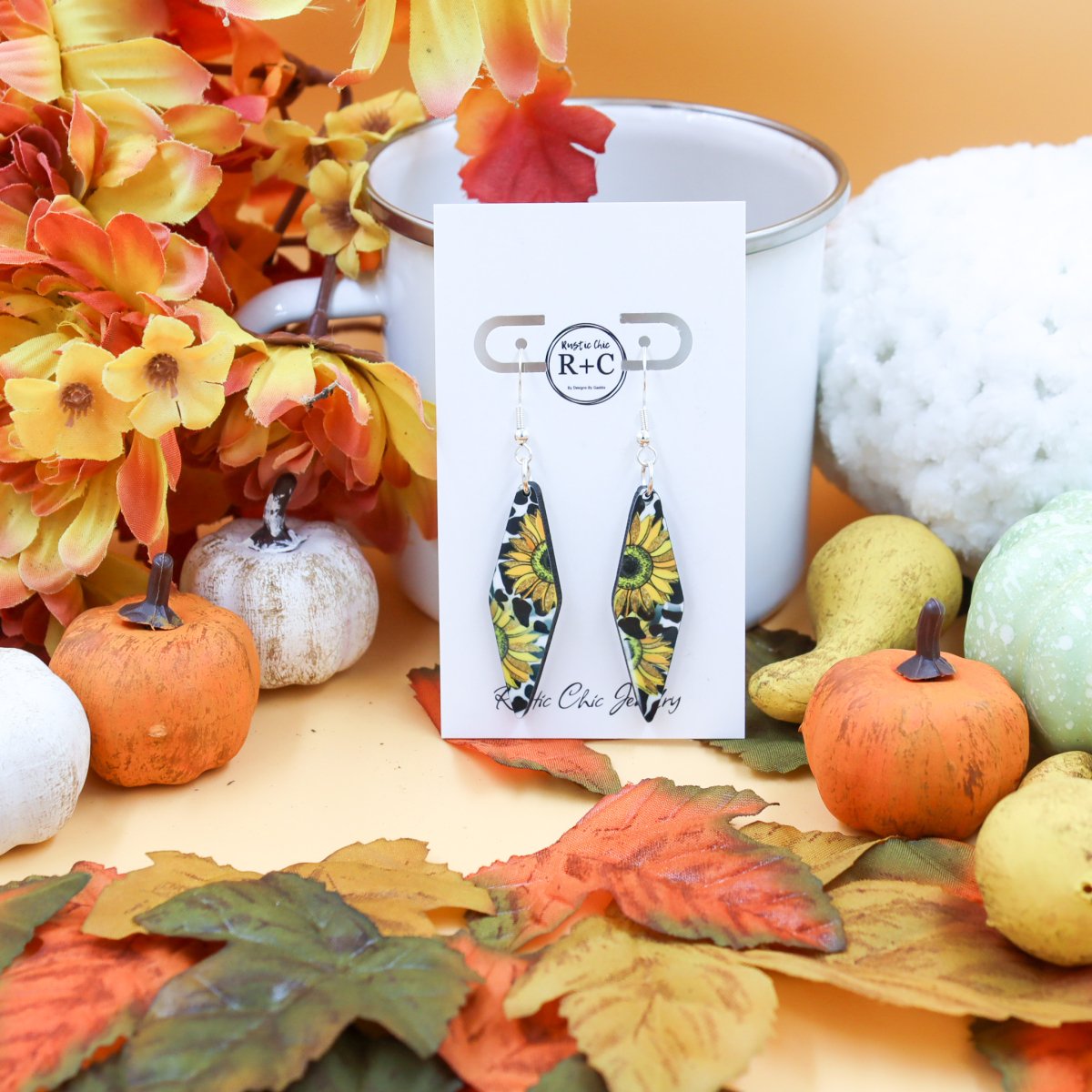 Rustic Chic by Designs By GaddisSunflower Sublimation Drop Earrings