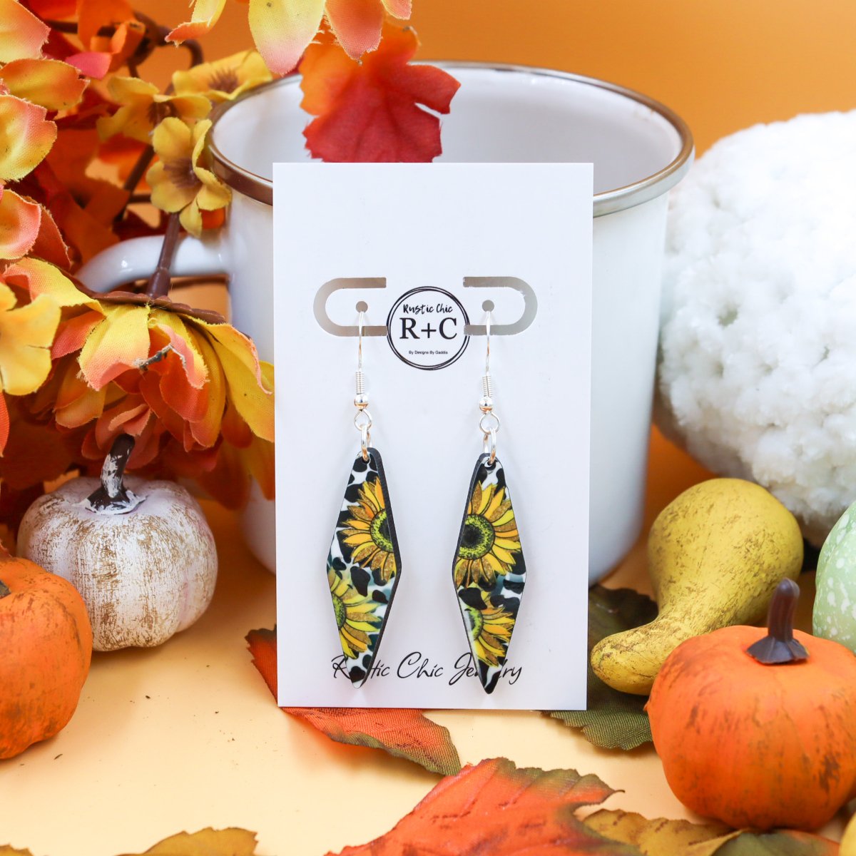 Rustic Chic by Designs By GaddisSunflower Sublimation Drop Earrings