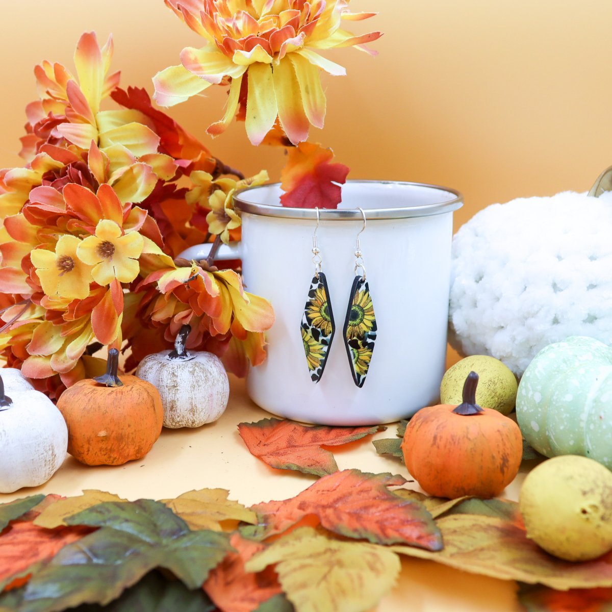 Rustic Chic by Designs By GaddisSunflower Sublimation Drop Earrings